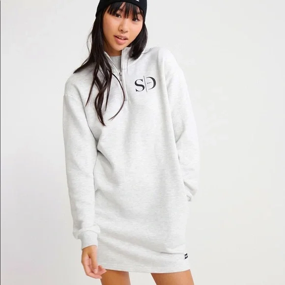 Superdry | Dresses | Superdry Edit Quarter Zip Sweater Dress Grey | Poshmark